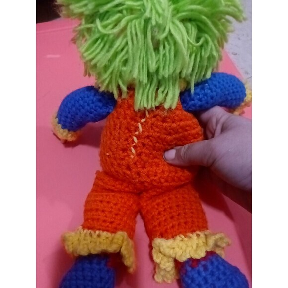 Vintage 1980s Hand Crocheted Ice Cream Doll Yarn Hair Freckles Crochet Clothes - Picture 4 of 4